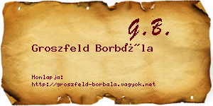 Groszfeld Borbála névjegykártya